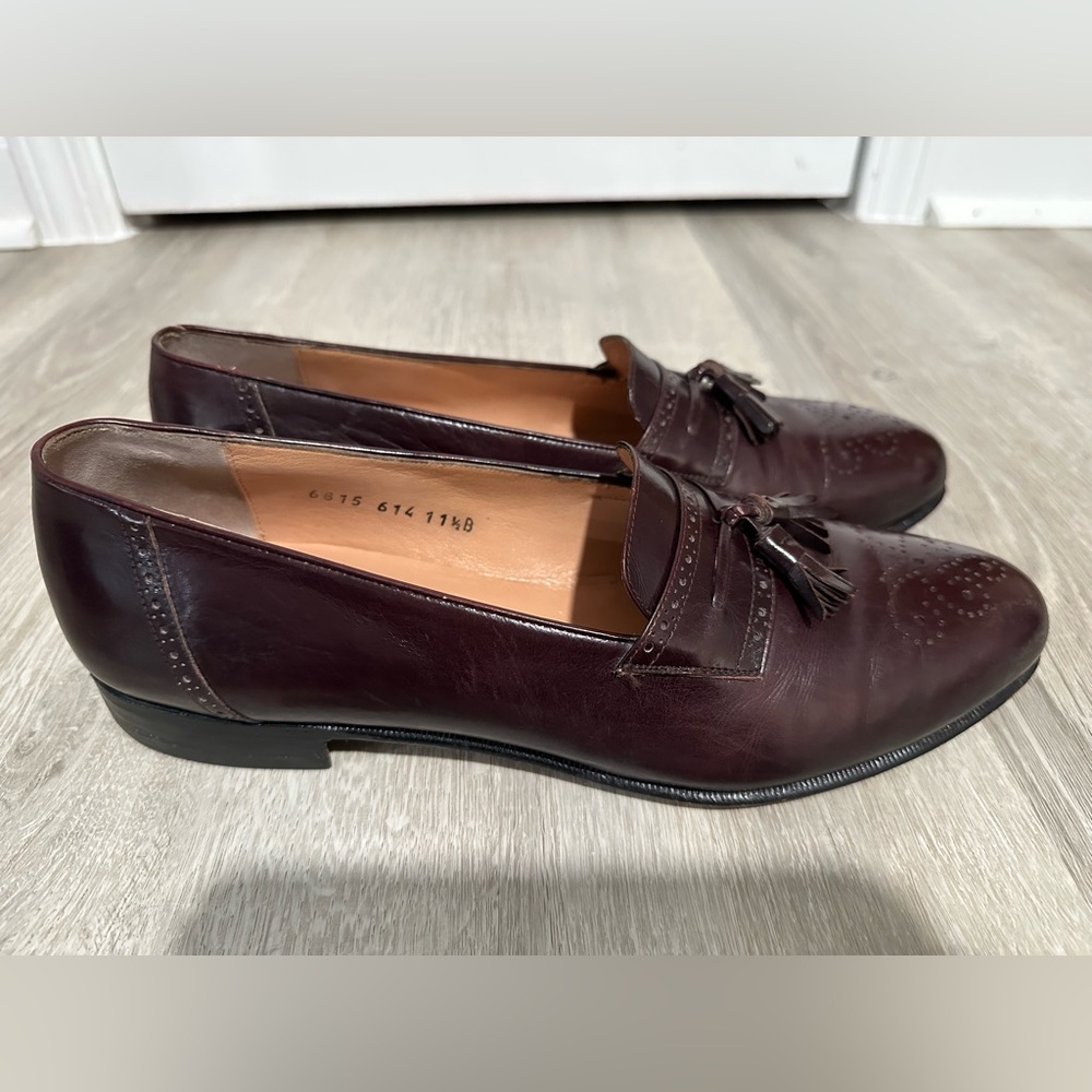 Salvatore Ferragamo Men's Tassel Loafers Dark Burgundy Leather
